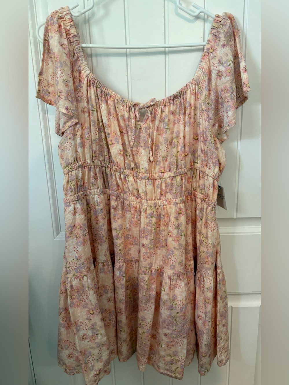 Arizona Jeans Co Floral Blush Pink scoop neck dress. Size XL. NWT.